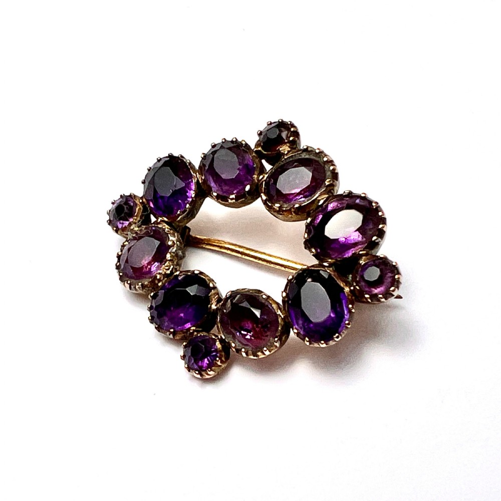 Georgian 9CT Gold Amethyst Brooch View V