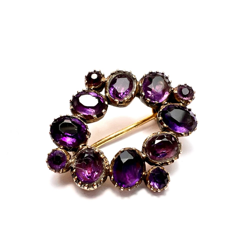 Georgian 9CT Gold Amethyst Brooch View VII