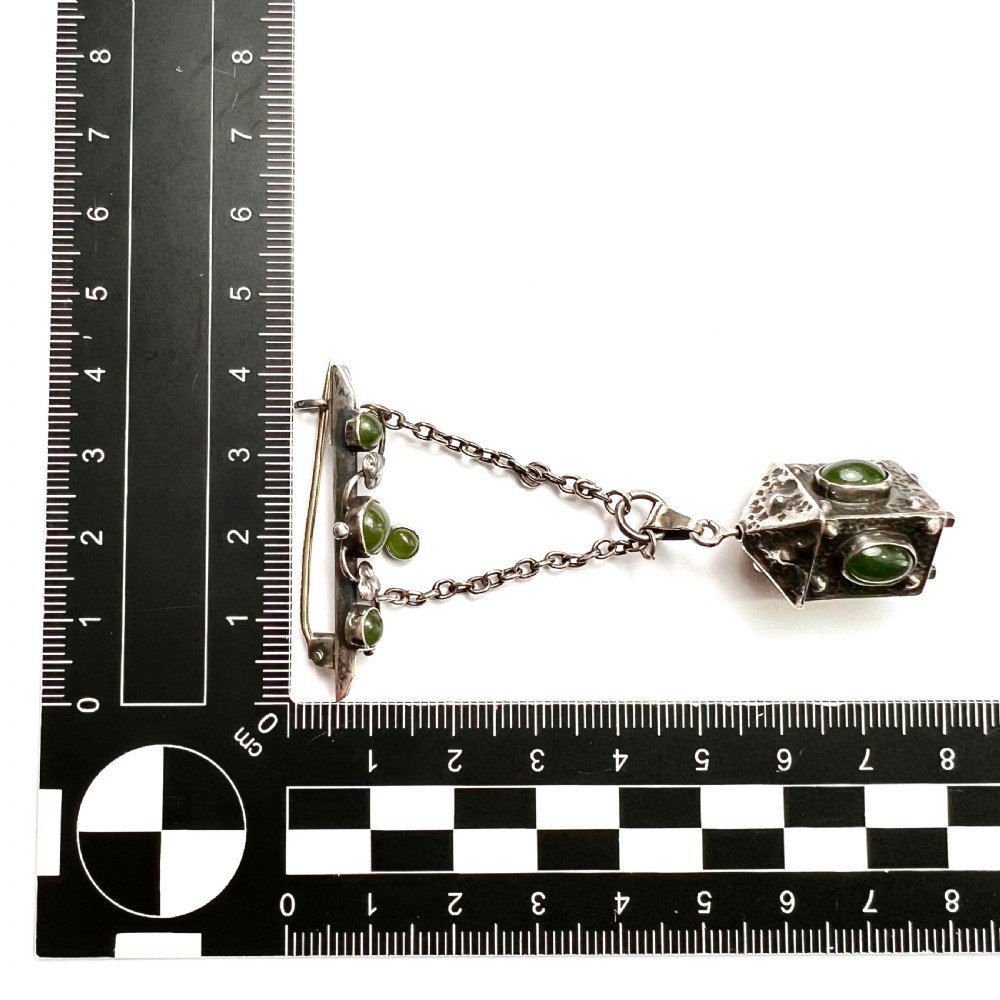 Arts and Crafts Art Nouveau Silver Lantern Charm Brooch View VI