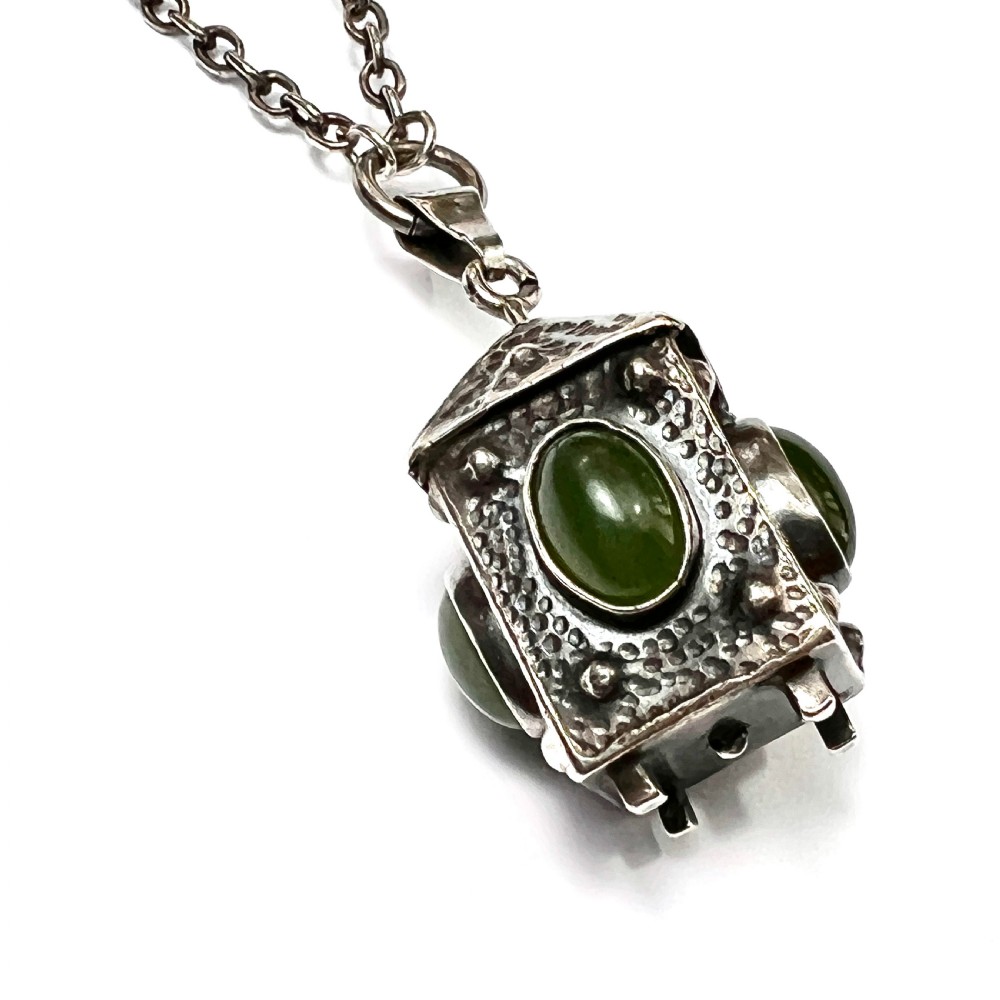 Arts and Crafts Art Nouveau Silver Lantern Charm Brooch View VII