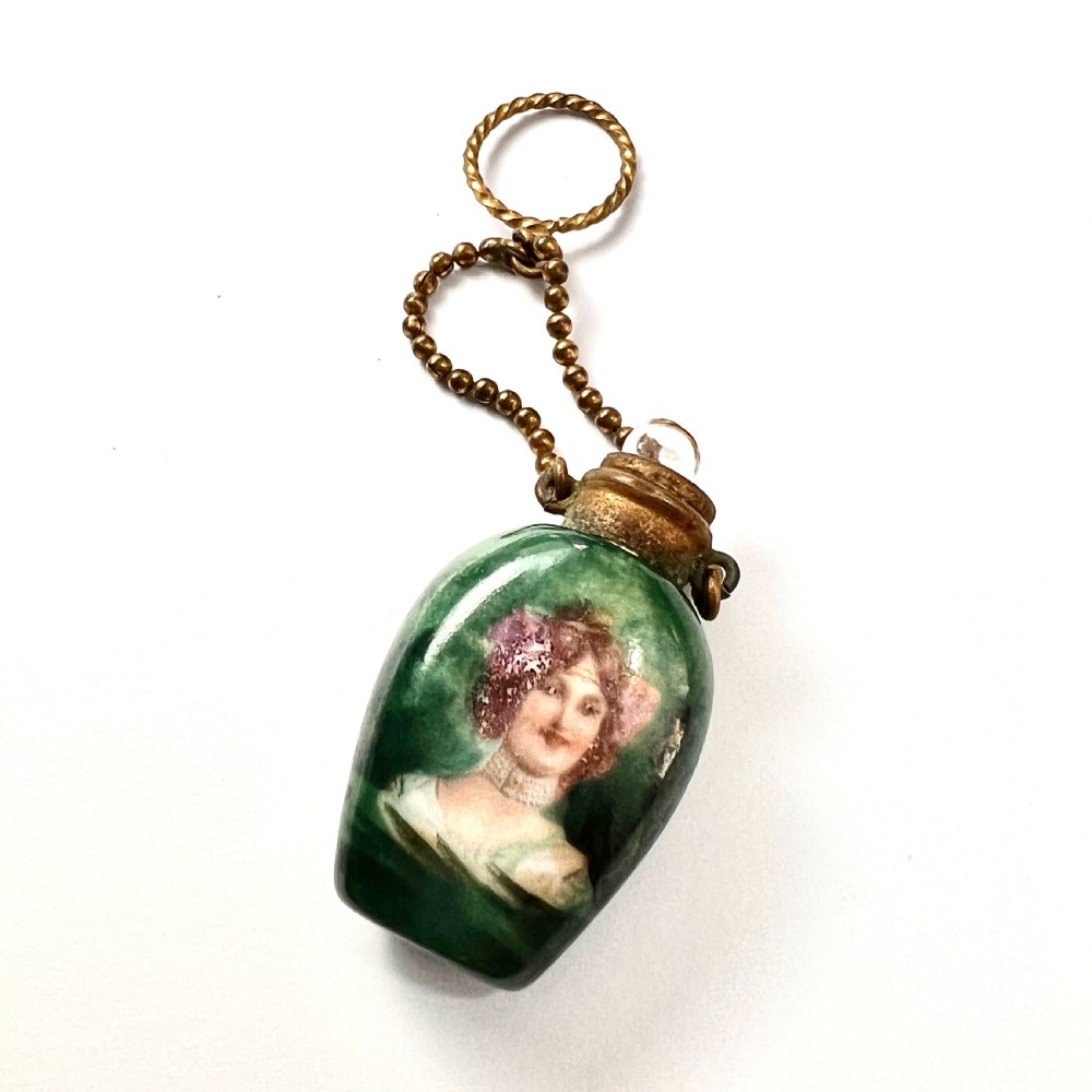 Antique Chatelaine Porcelain Perfume Bottle on Chain View III