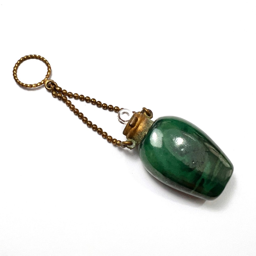 Antique Chatelaine Porcelain Perfume Bottle on Chain View VI