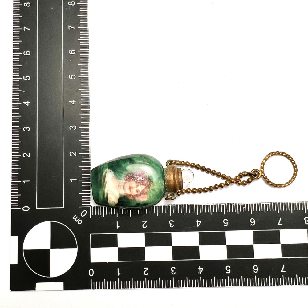 Antique Chatelaine Porcelain Perfume Bottle on Chain View VIII
