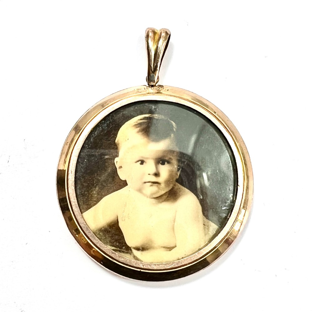 Edwardian Rolled Rose Gold Photo Locket Pendant