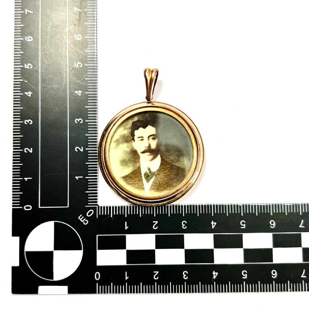 Edwardian Rolled Rose Gold Photo Locket Pendant View II