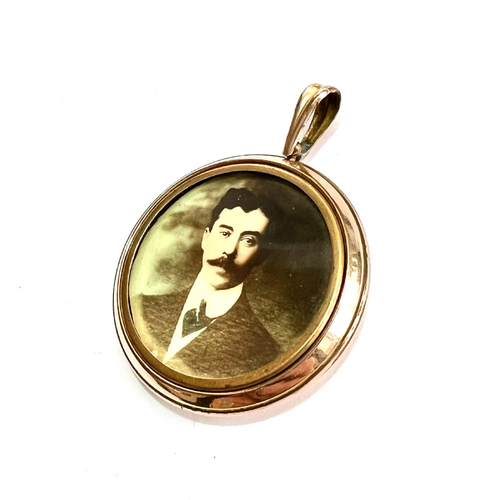 Edwardian Rolled Rose Gold Photo Locket Pendant View IV
