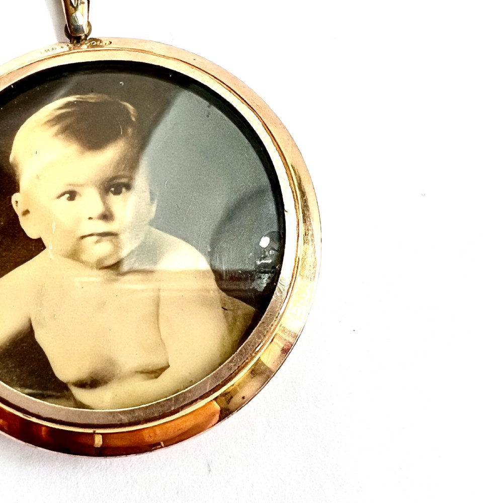 Edwardian Rolled Rose Gold Photo Locket Pendant View V