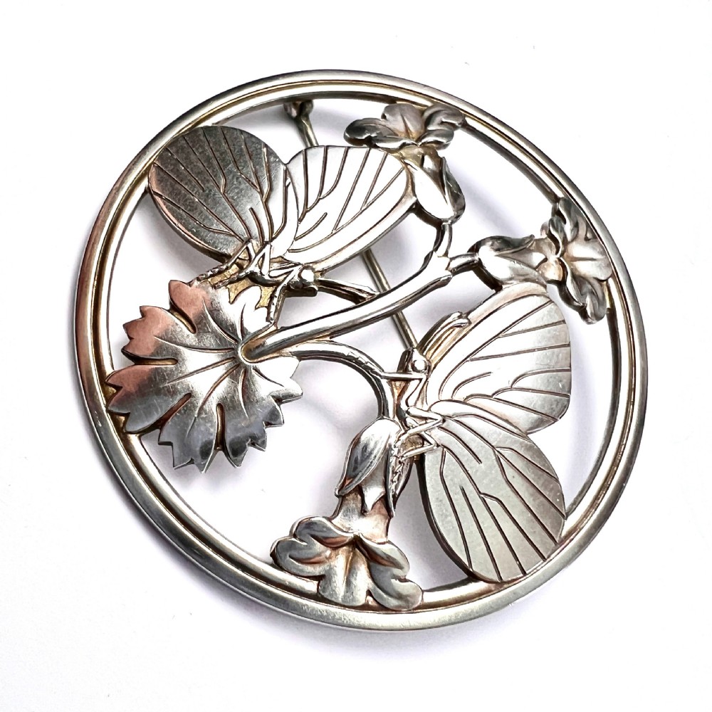 Moonlight Blossom Silver Butterflies Brooch by Arno Malinowski for Georg Jensen  View III