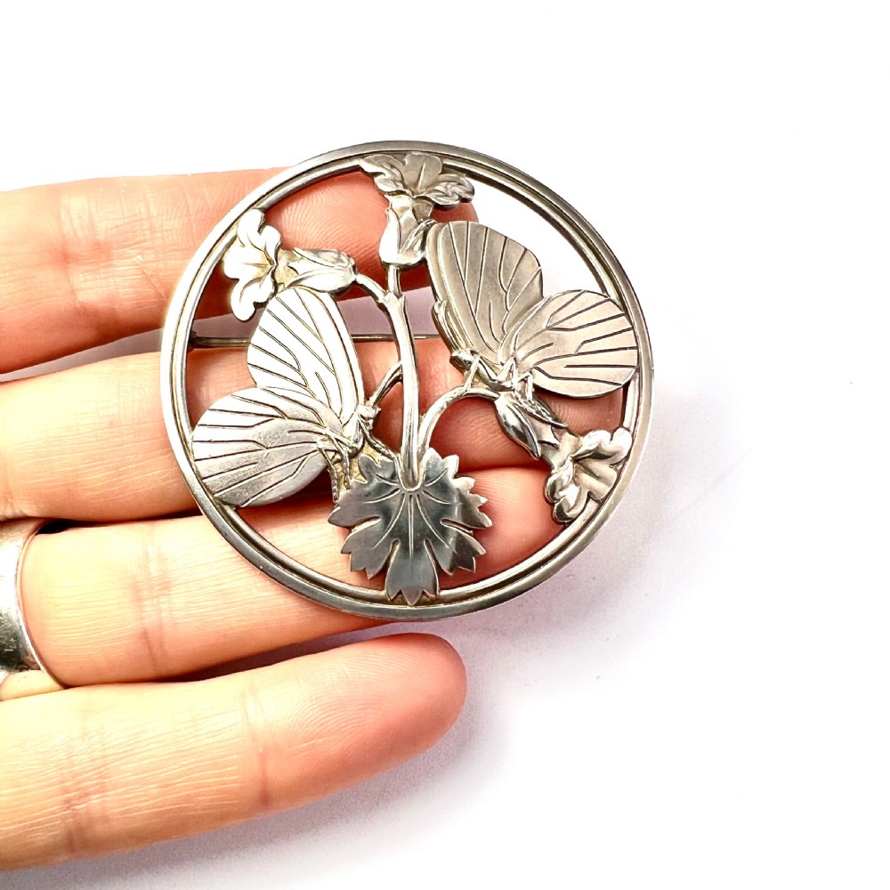 Moonlight Blossom Silver Butterflies Brooch by Arno Malinowski for Georg Jensen  View VI