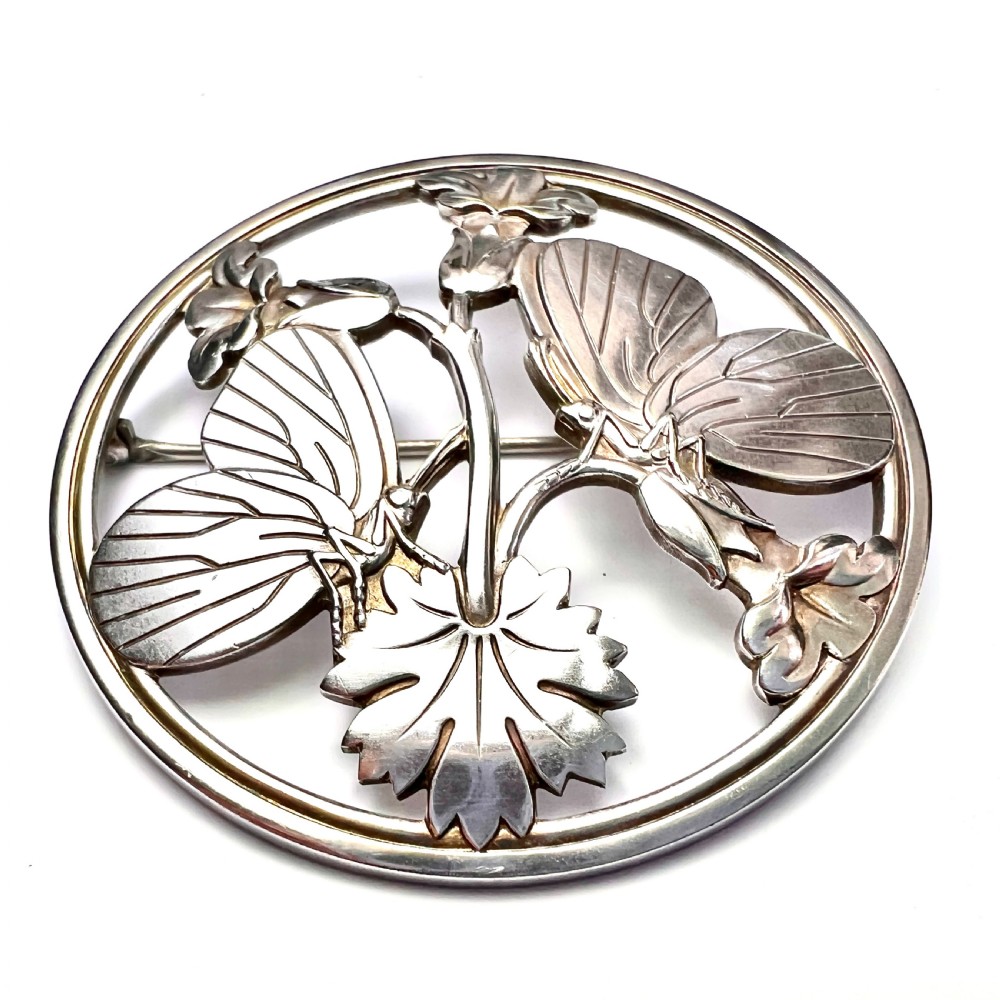 Moonlight Blossom Silver Butterflies Brooch by Arno Malinowski for Georg Jensen  View VII