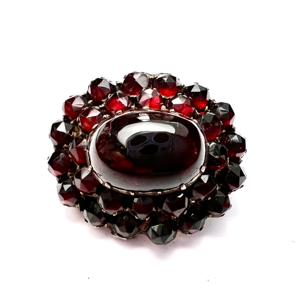 Victorian Garnet Carbuncle Cluster Brooch 