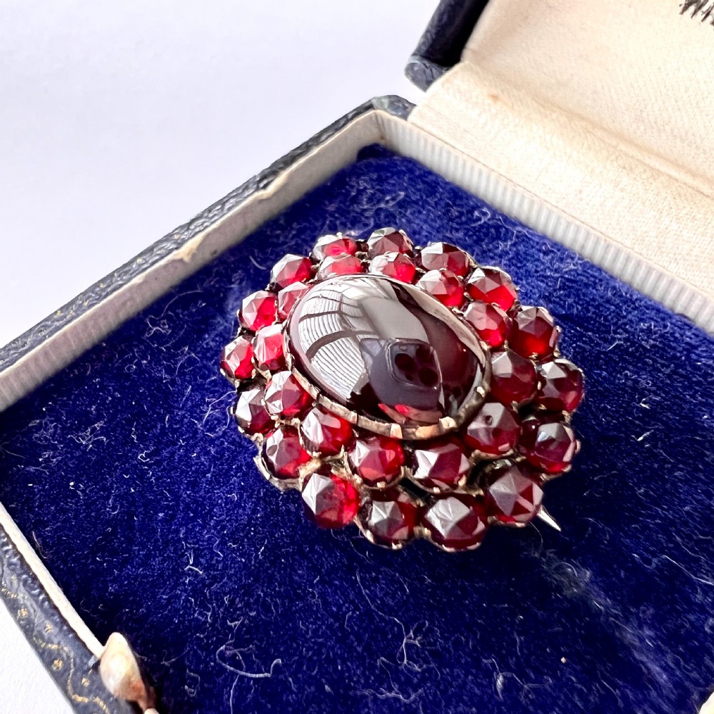 Victorian Garnet Carbuncle Cluster Brooch  View IX