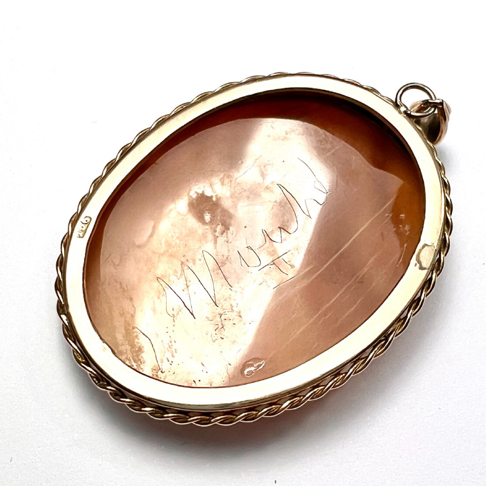 Large Victorian Diana/Apollo Twins 9CT Gold Cameo Pendant View VI