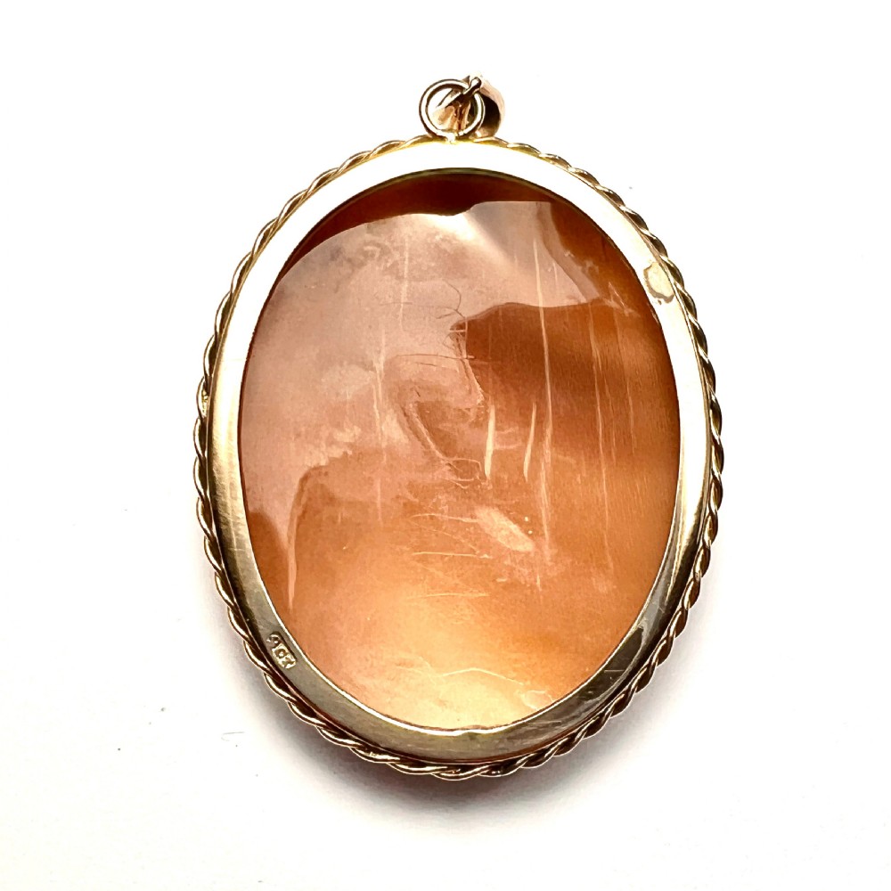 Large Victorian Diana/Apollo Twins 9CT Gold Cameo Pendant View VII