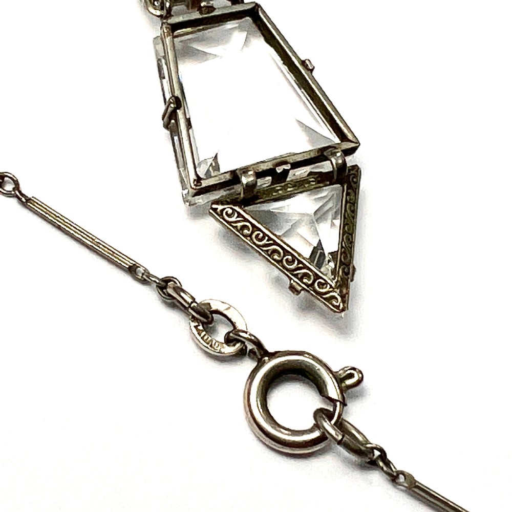Art Deco 1920s Platinon Paste Pendant Necklace View VI