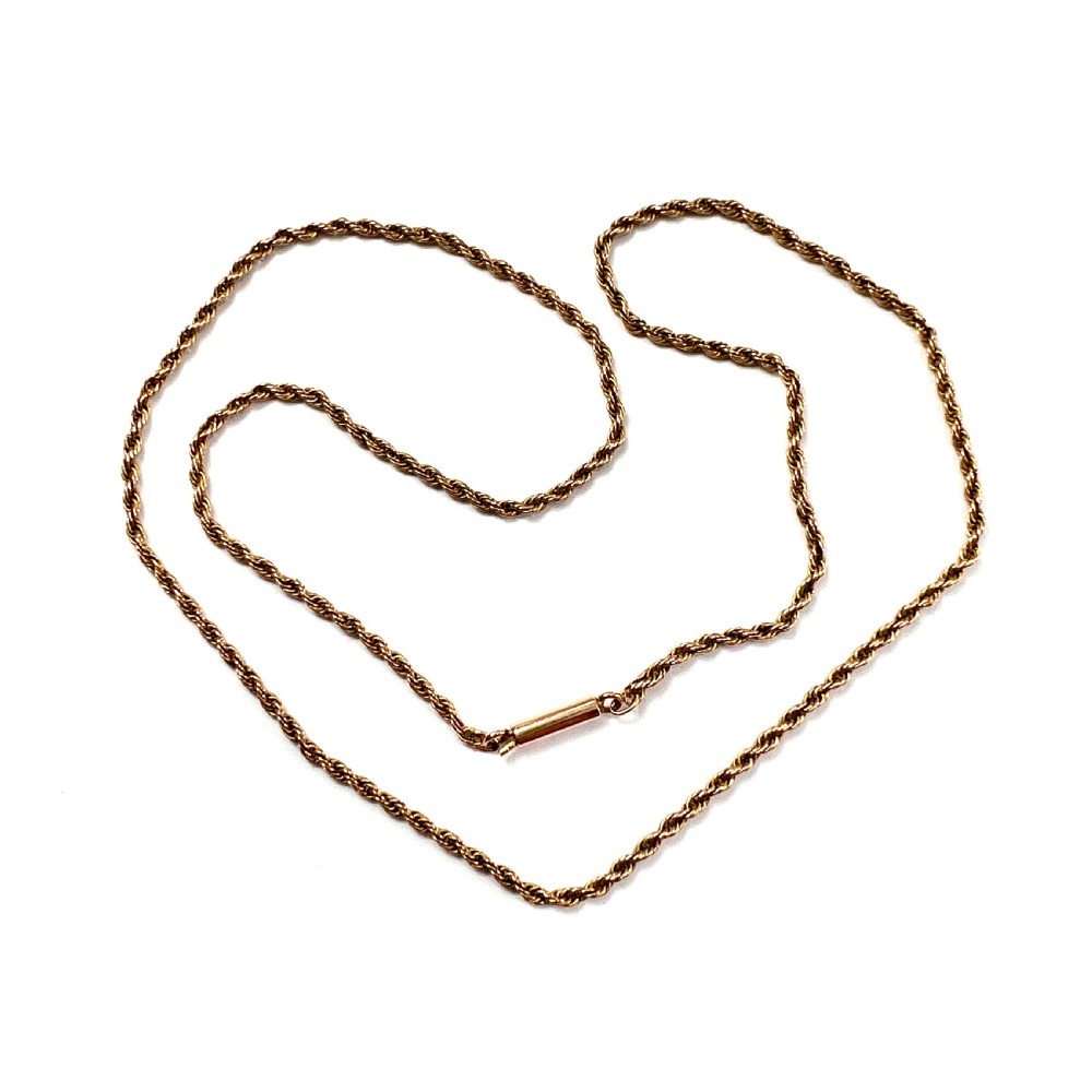 Antique 9CT Gold Rope Twist Chain Necklace 