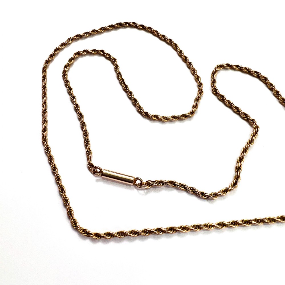 Antique 9CT Gold Rope Twist Chain Necklace  View II
