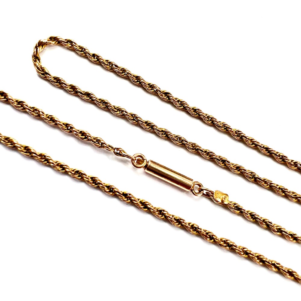 Antique 9CT Gold Rope Twist Chain Necklace  View III