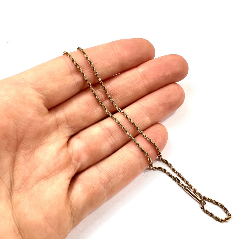 Antique 9CT Gold Rope Twist Chain Necklace  View IV
