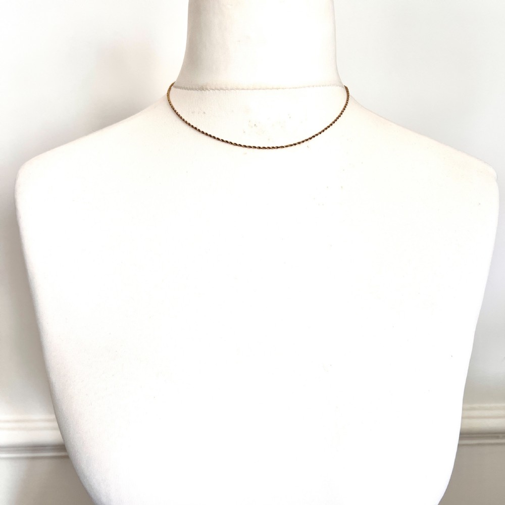 Antique 9CT Gold Rope Twist Chain Necklace  View V