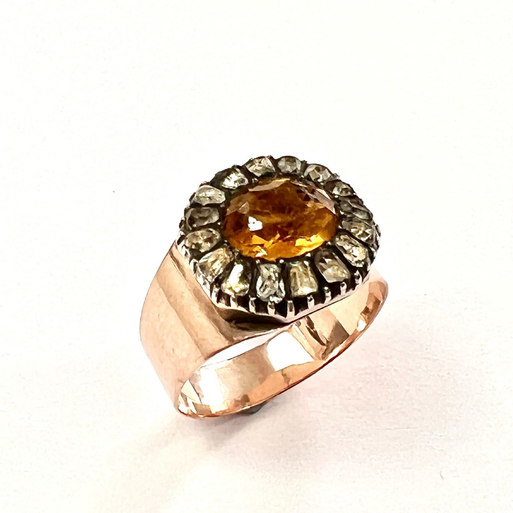 Georgian 9CT Rose Gold Paste Golden Topaz Ring View IV