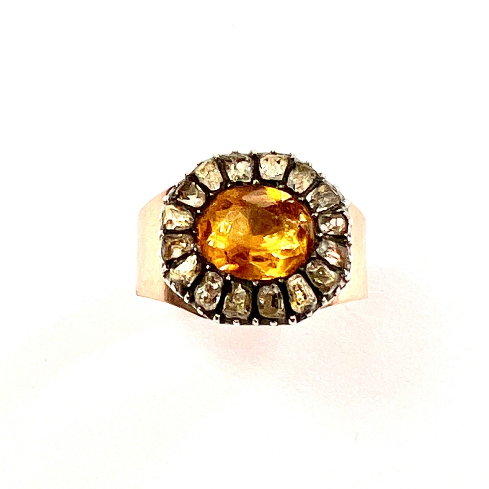 Georgian 9CT Rose Gold Paste Golden Topaz Ring View V