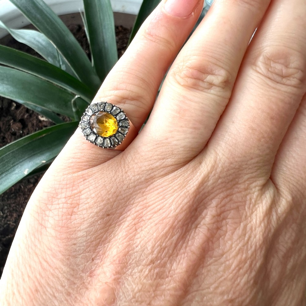 Georgian 9CT Rose Gold Paste Golden Topaz Ring View VI