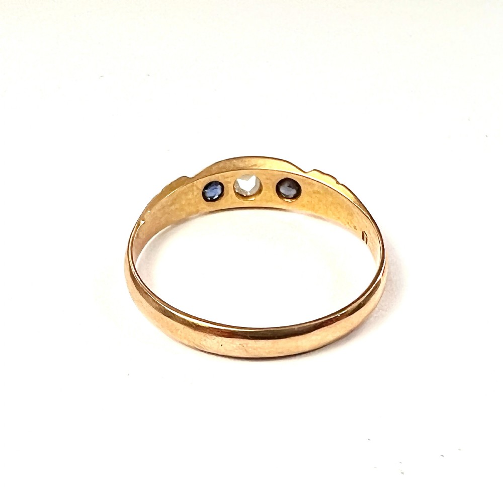 Antique 15CT Gold Sapphire and Rose Cut Diamond Ring View III