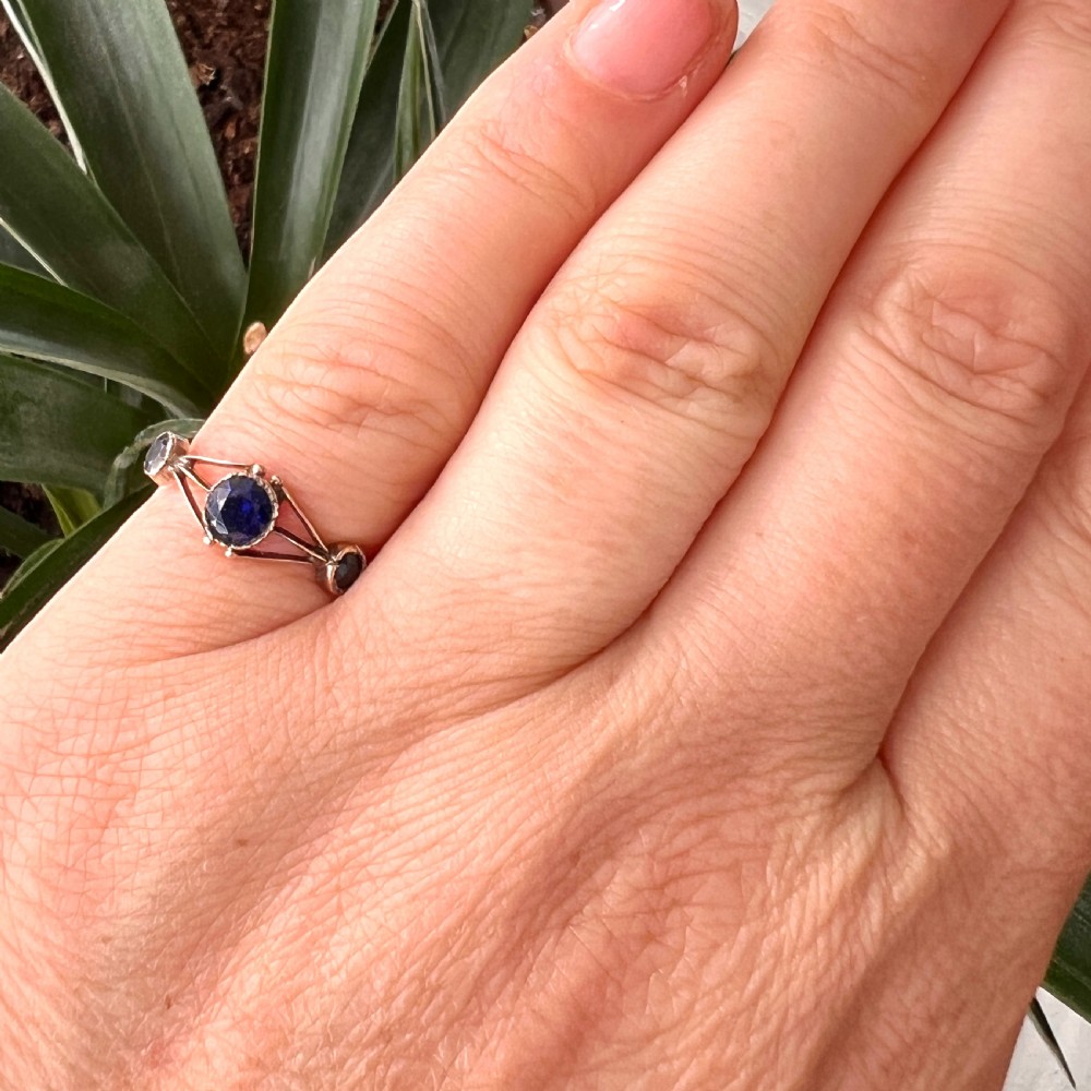 Antique Sapphire 9CT Gold Arts and Crafts Ring View VII