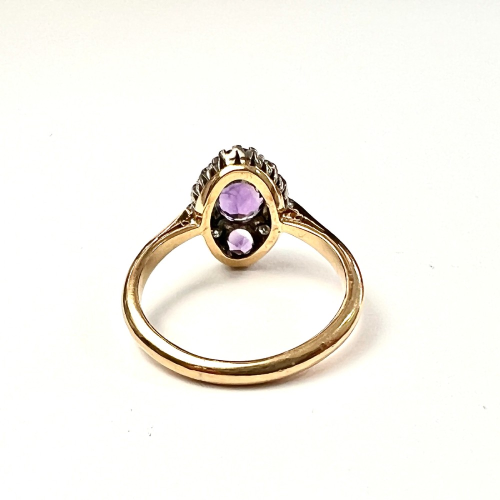 Antique Diamond Amethyst 18CT Gold Marquise Ring View II