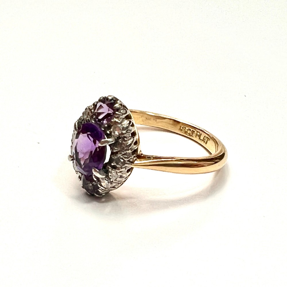 Antique Diamond Amethyst 18CT Gold Marquise Ring View VII