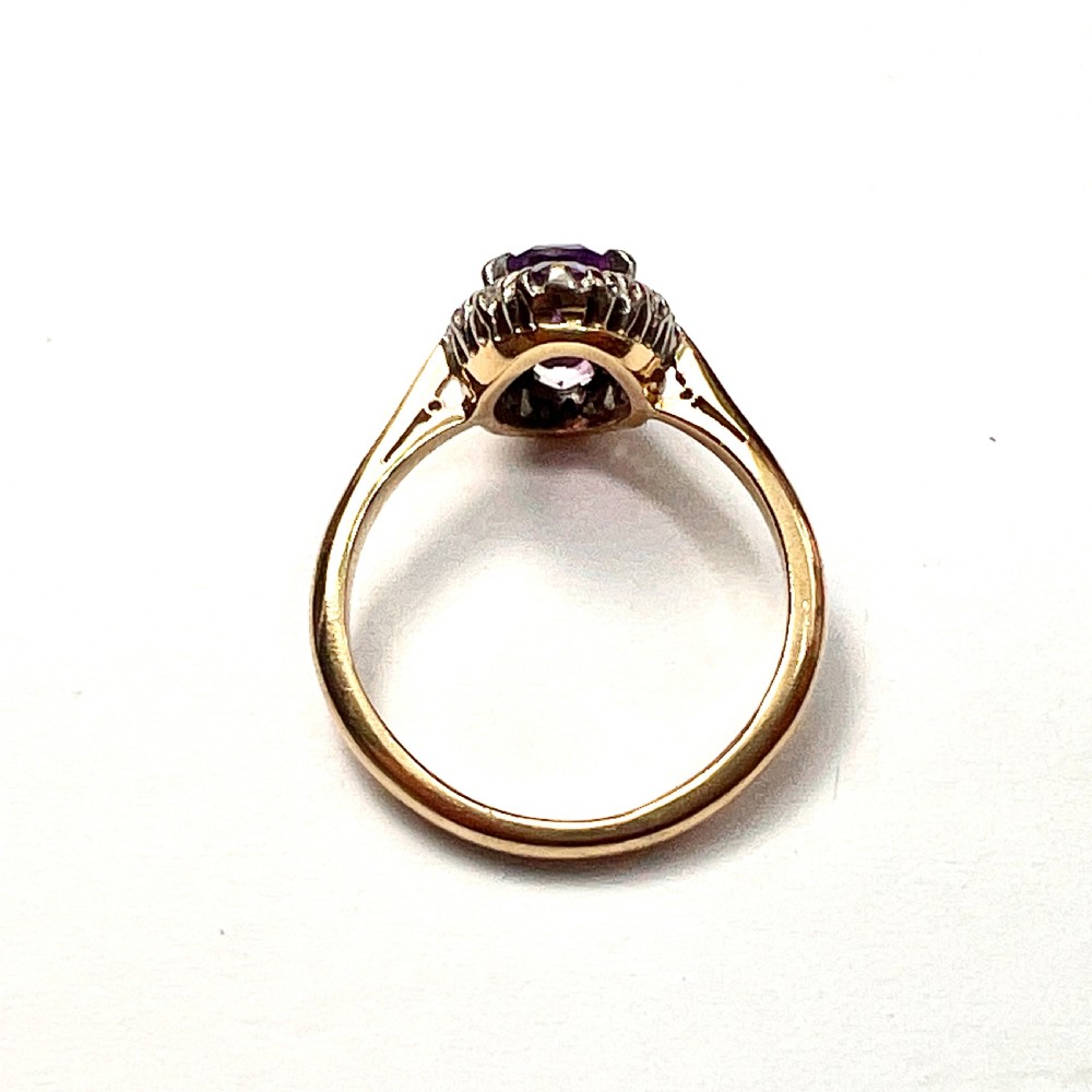 Antique Diamond Amethyst 18CT Gold Marquise Ring View IX