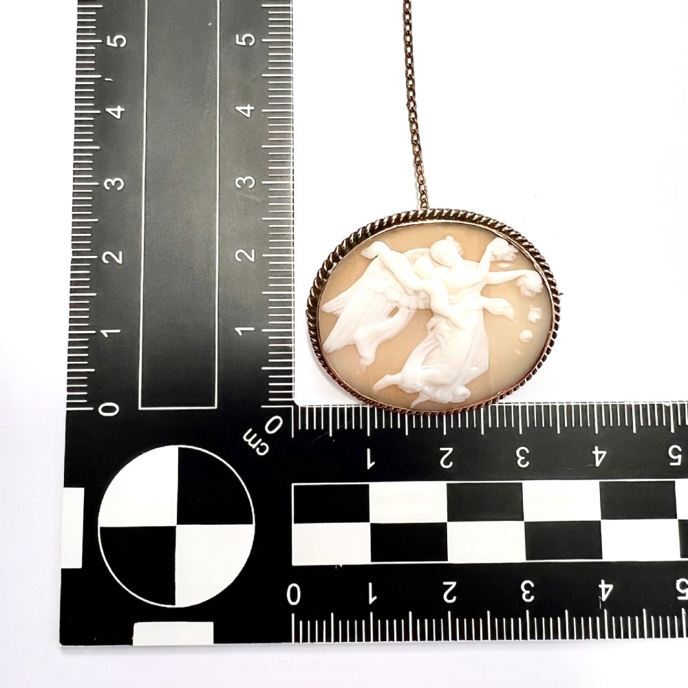 Victorian Carved Shell Venus and Cupid 9CT Gold Cameo Brooch View XII