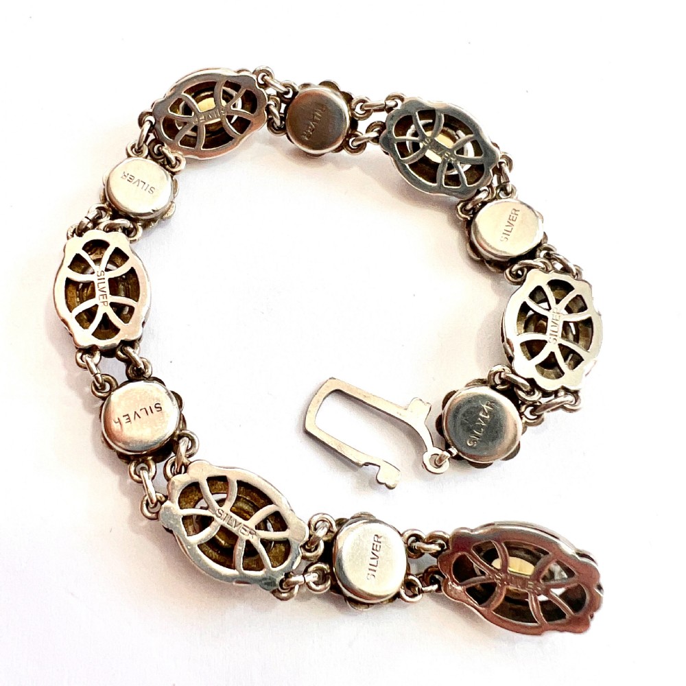 Art Deco Silver Paste Citrine Cocktail Bracelet View III