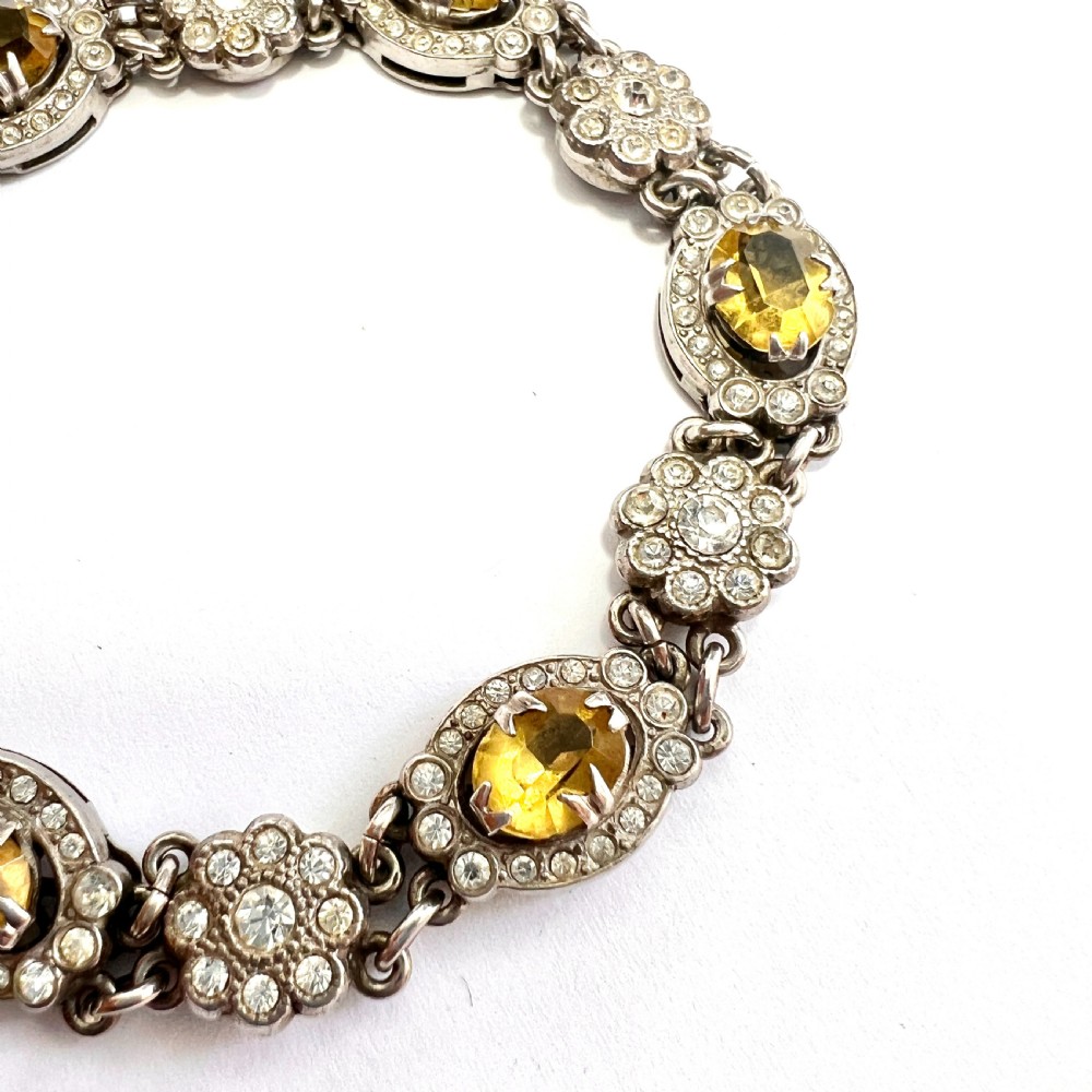 Art Deco Silver Paste Citrine Cocktail Bracelet View IV