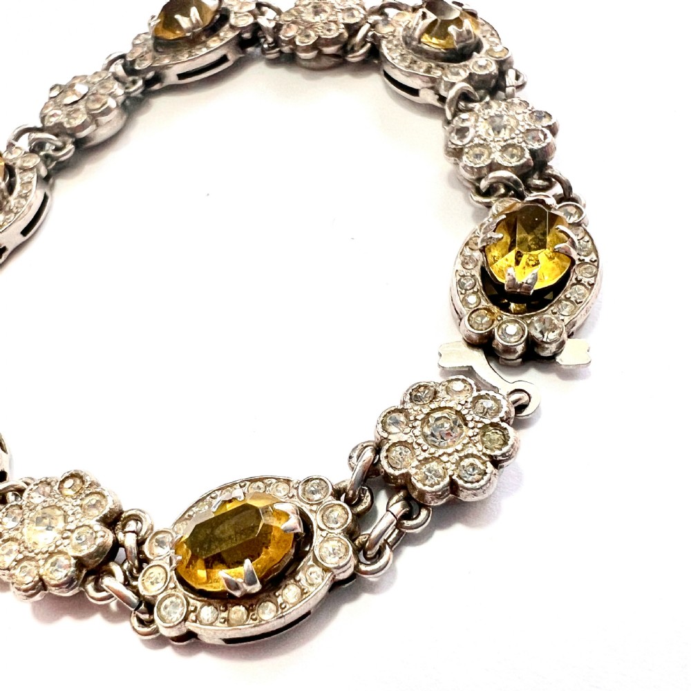 Art Deco Silver Paste Citrine Cocktail Bracelet View V