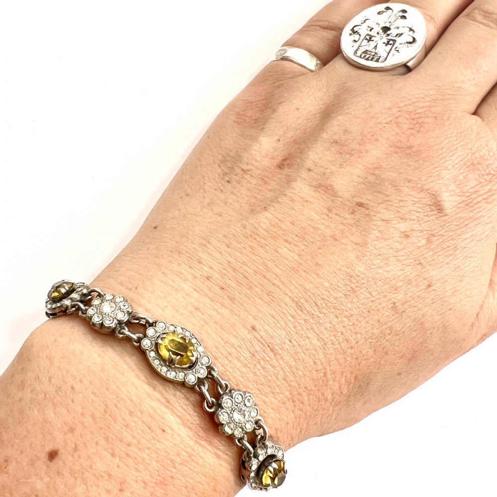 Art Deco Silver Paste Citrine Cocktail Bracelet View VIII
