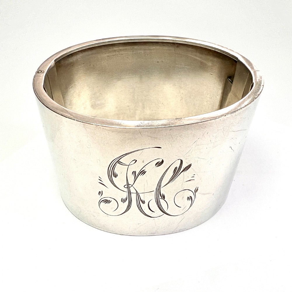 Victorian Wide Sterling Silver Hinged Cuff Bangle
