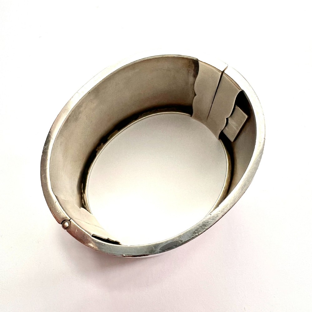 Victorian Wide Sterling Silver Hinged Cuff Bangle View IV