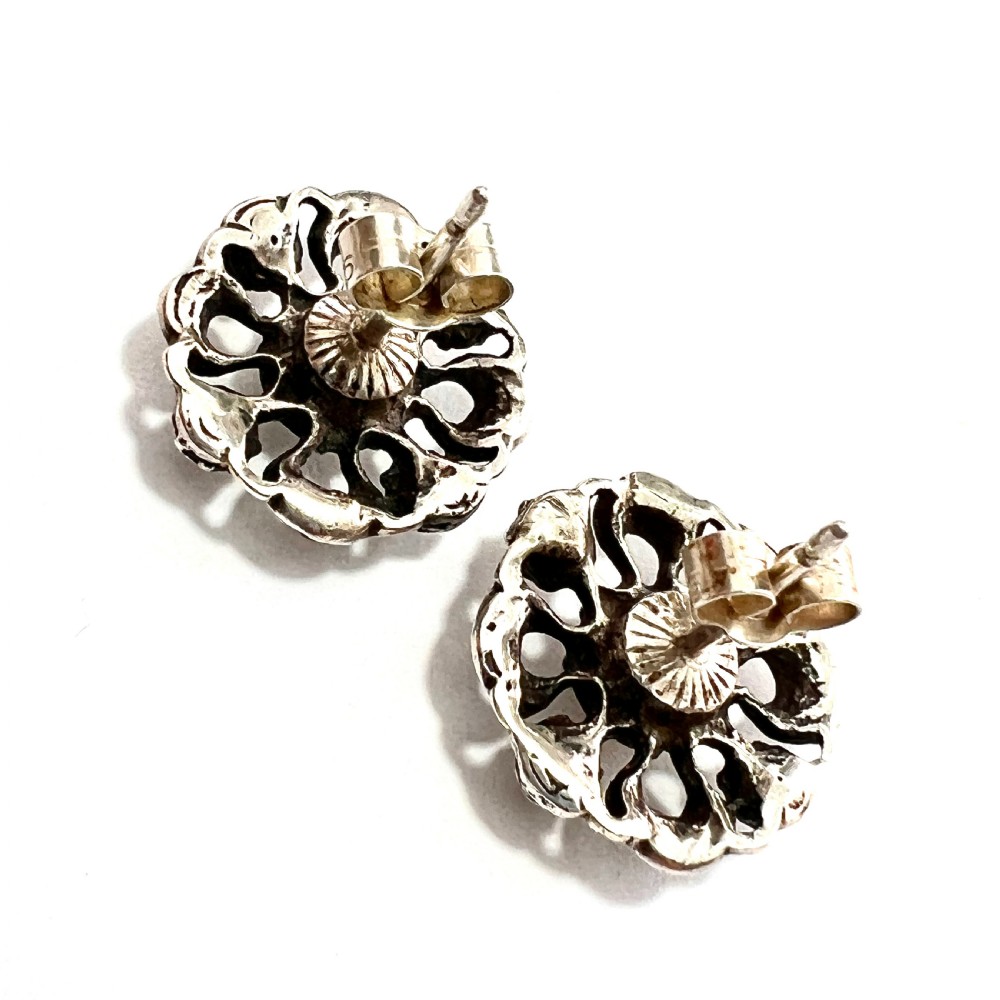 Georgian Silver Old Cut Paste Button Earrings View IV