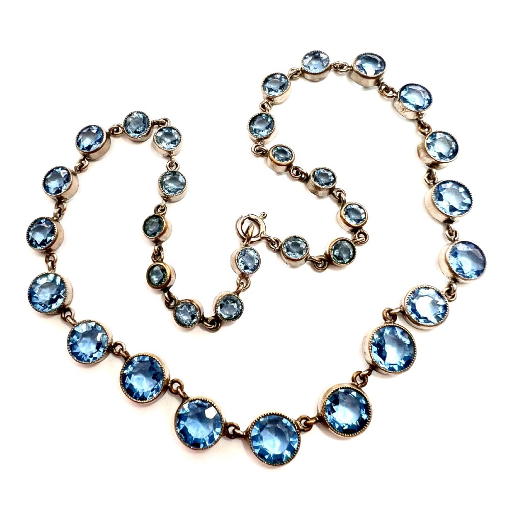 Art Deco Blue Paste Riviere Necklace