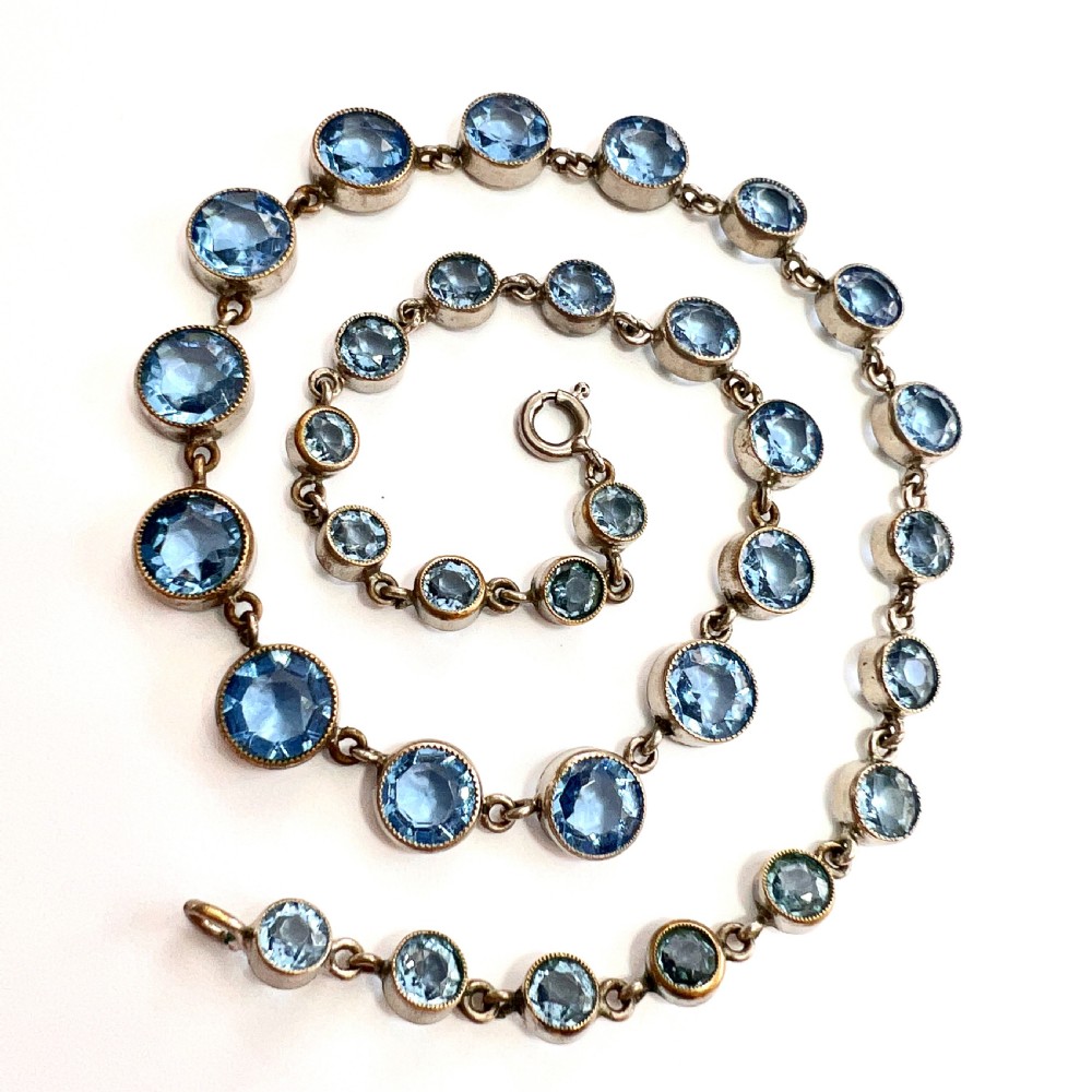 Art Deco Blue Paste Riviere Necklace View II