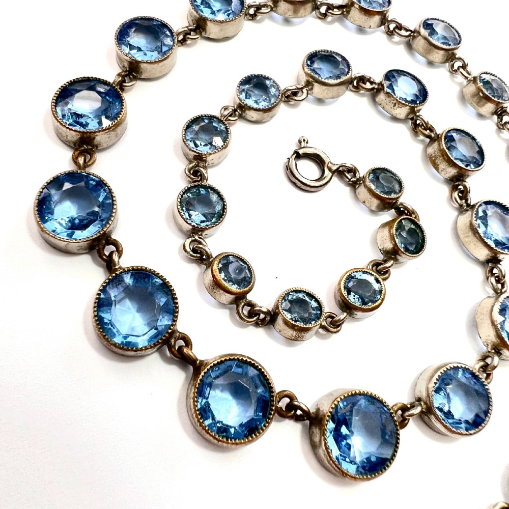 Art Deco Blue Paste Riviere Necklace View III