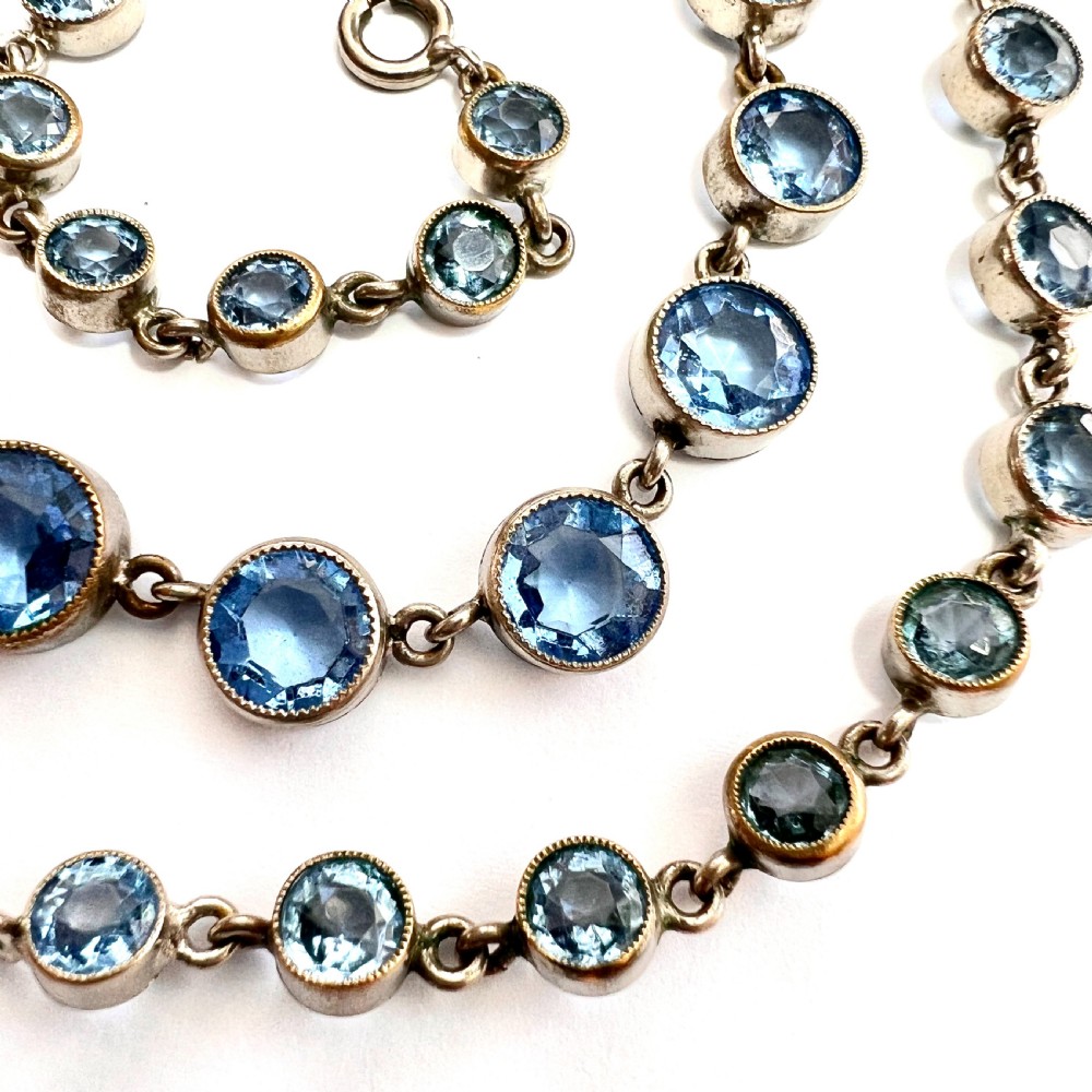 Art Deco Blue Paste Riviere Necklace View IV