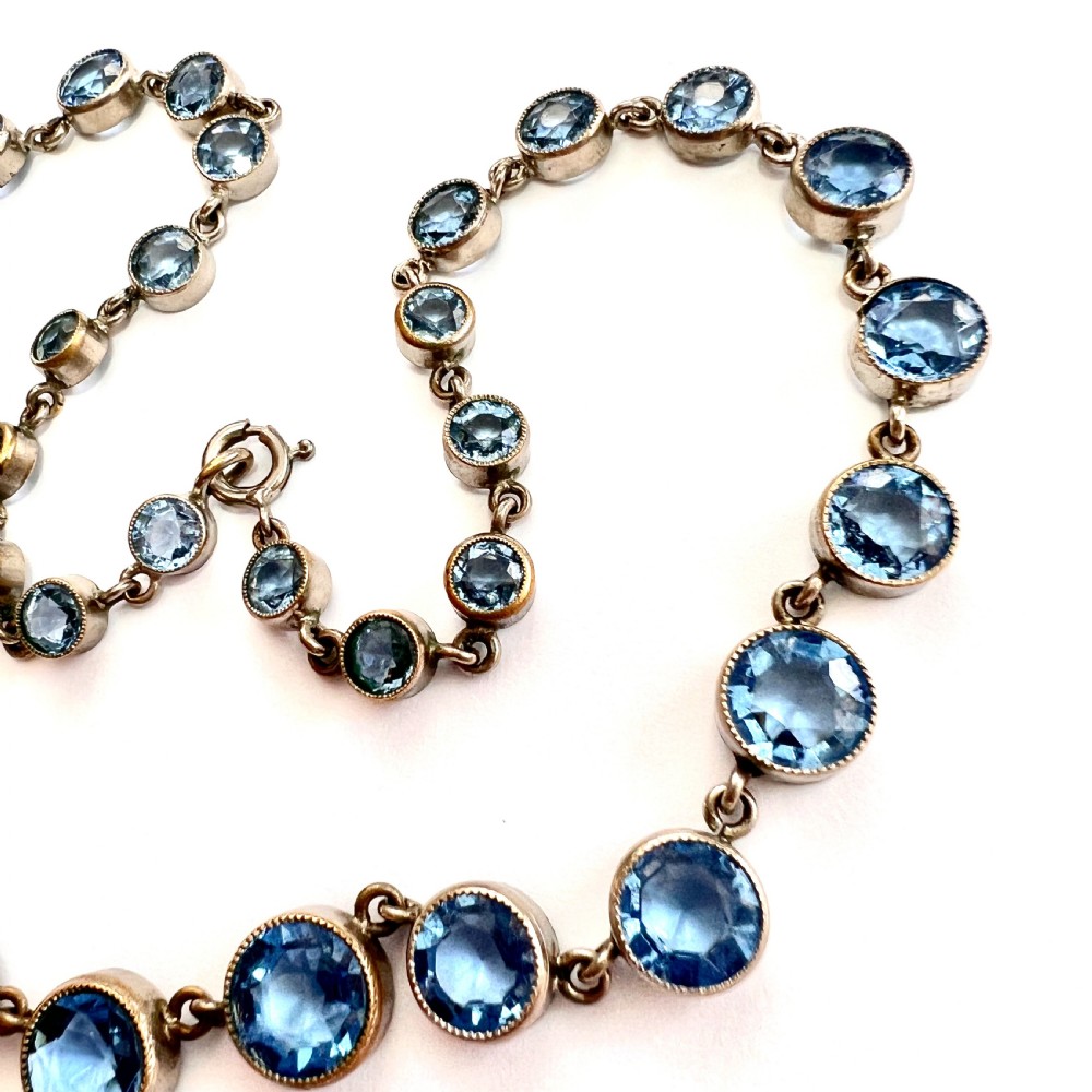 Art Deco Blue Paste Riviere Necklace View V