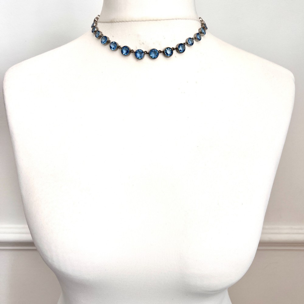 Art Deco Blue Paste Riviere Necklace View VII