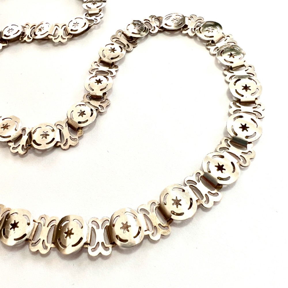 Victorian Silver Book Chain Pierced Star Necklace View IV
