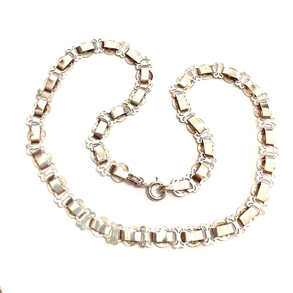Victorian Silver Book Chain Pierced Star Necklace View V