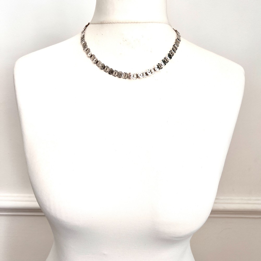 Victorian Silver Book Chain Pierced Star Necklace View VII