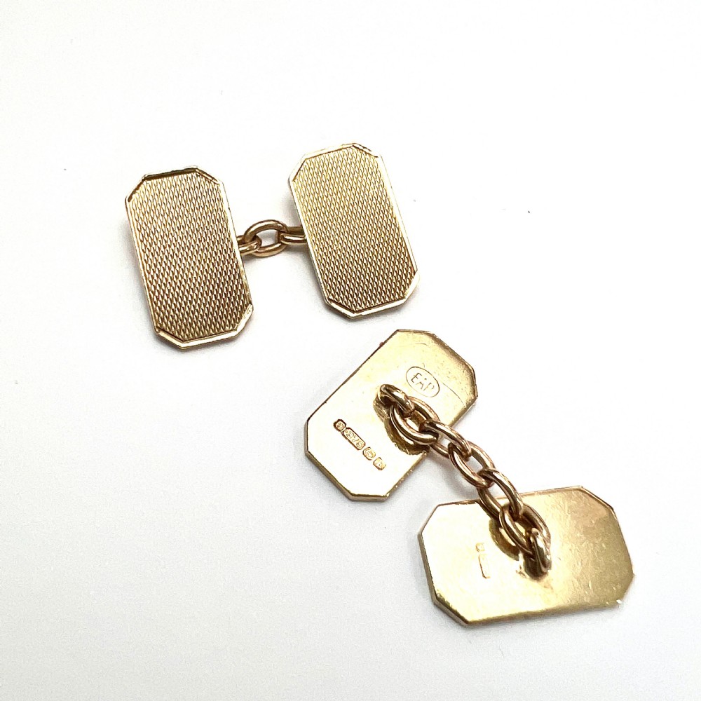 Solid 9CT Gold Art Deco Chain Link Cufflinks